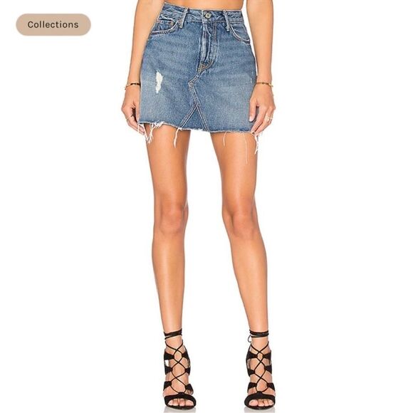 GRLFRND Eva Denim Mini Skirt Size 26 Medium Wash - Picture 1 of 9
